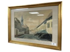 H B Hamsey : Road through a village, watercolour, 39 cm x 28 cm.