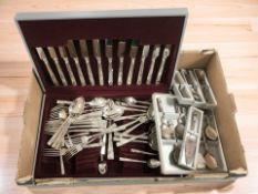 A canteen of Viners of Sheffield stainless steel cutlery and other various cutlery in boxes.