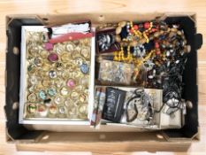 A collection of costume jewellery including numerous pairs of earrings, bead necklaces, brooches,