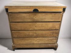 A 19th century continental oak five drawer chest, 121 cm x 59 cm x 122 cm.