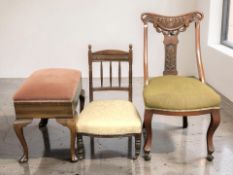 A Victorian carved walnut occasional chair,