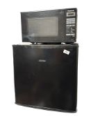 An Abode bench top fridge and a Panasonic microwave.