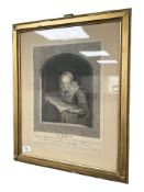 A 19th century French engraving titled 'La Liseuse', 29 cm x 40 cm.