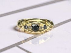 An antique 18ct gold sapphire and diamond ring, size M CONDITION REPORT: 1.