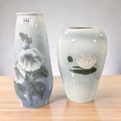 A Bing & Grondahl porcelain water lily vase, height 23 cm,