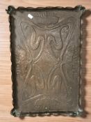 An Art Nouveau copper tray, length 55 cm.