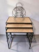 A nest of copper-topped tables, width 61 cm,