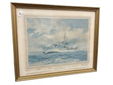 After Edwin Straker : HMS Kelly, limited edition colour print,