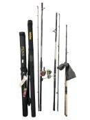 A group of fishing rods including a Daiwa Moon Raker CME-12 M,