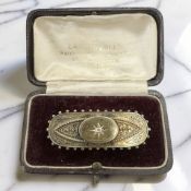 A late Victorian 15ct gold diamond brooch, width 4.5cm CONDITION REPORT: 6.