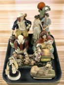 A Staffordshire spill vase 'Winter's Tale', and other similar figures and groups.