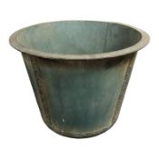 A large 19th century verdigris copper vessel, diameter 72 cm, height 56 cm.
