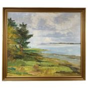 Koser : Trees by a shoreline, oil on canvas, 67 cm x 58 cm.