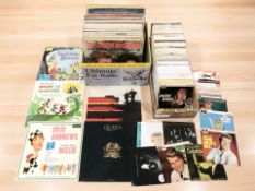 Vinyl LP records and singles including Queen, Steely Dan, Elvis Presley,