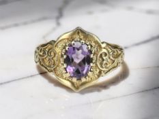 A 9ct gold amethyst ring, size O CONDITION REPORT: 2.