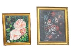 Danish School : Still life of roses, oil on board, 34 cm x 41 cm,