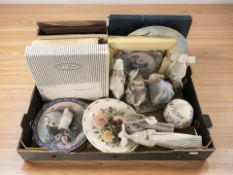 A group of Lladro and Nao figures, collector's plates including Bradex,