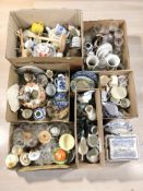A large quantity of ceramics and glass wares, tea china, figures, etc.