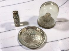 A small silver pin dish depicting Taurus, diameter 6.