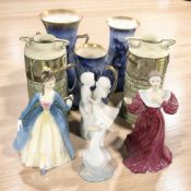 A pair of Royal Doulton 'The Jack Daw of Rheims' twin handled vases,