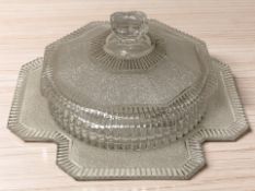 A Victorian Sowerby glass butter dish and cover, width 17 cm.