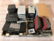 A group of modern hi-fi separates and speakers including Goodmans, Bose, Sony,