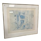 After Raoul Dufy : A colour print depicting a view towards a balcony on the French Riviera,