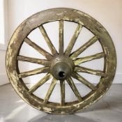 A 19th century wooden cartwheel, diameter 115 cm.