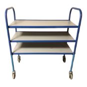A metal three tier trolley, length 100 cm.