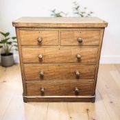 A Victorian mahogany five drawer chest, 103 cm x 50 cm x 111 cm.