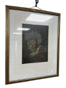 Danish School : Cartoon portrait, charcoal and colour chalks, 22 cm x 29 cm.