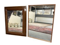 A 19th century mahogany mirror, together with a further contemporary teak framed mirror,