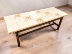 A 20th century tiled topped rectangular coffee table,