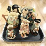 A group of character and toby jugs including Royal Doulton.
