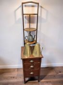 An Edwardian stained pine three drawer chest, width 43 cm,