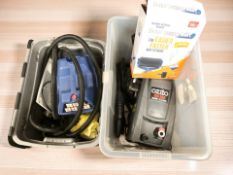 An Ozito pressure washer, together with a wallpaper stripper and a Paint Runner Pro.