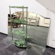 A modern bevelled glass overmantel mirror, width 100 cm,