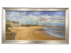 After Ivan Lindsay : A panoramic view of Tynemouth, colour print, 50 cm x 100 cm.