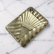 An Art Deco style silver card case, maker LL, Birmingham 1989, length 10cm.