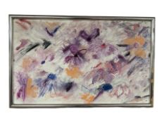 A B Bendz : Abstract flower study, oil on canvas, 61 cm x 37 cm.