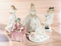Five various Royal Doulton figures including 'Heather' HN2956, 'Bo Peep' HN1811, etc.