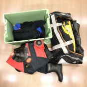 A group of scuba diving equipment.