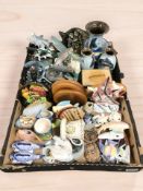 A group of ceramic fish ornaments, vases, etc.