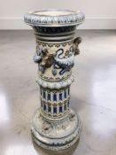A German Westerwald salt glazed stone ware jardiniere pedestal,