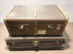 Two early 20th century trunks, largest 90 cm wide.