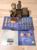 A group of treen including a spice tower, a Yugoslavian carved wooden wedding cup,