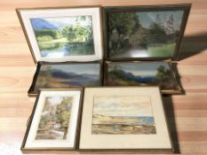 A group of various oils and watercolours, a Sylvia Rymer-Lawes watercolour of Ullswater,