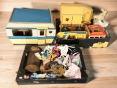 A collection of Sindy dolls and accessories including caravan, horse box and horses, car, clothing,