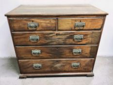 A George III and later inlaid mahogany five drawer chest, 103 cm x 57 cm x 93 cm.