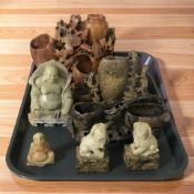 A group of Chinese soapstone carvings.